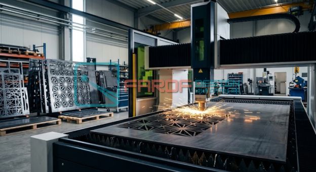 Proses perhitungan biaya laser cutting per meter untuk pembuatan konstruksi pagar besi minimalis modern di Bali