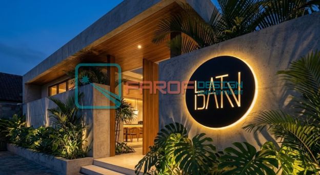 Plang nama toko dan signage kafe estetik berbahan logam kustom hasil laser cutting di Denpasar Bali