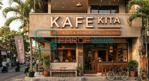 Signage laser cutting untuk kafe dan resto di Bali