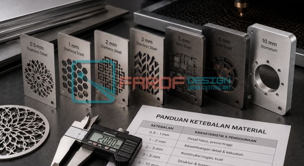 pemilihan ketebalan material untuk proses laser cutting